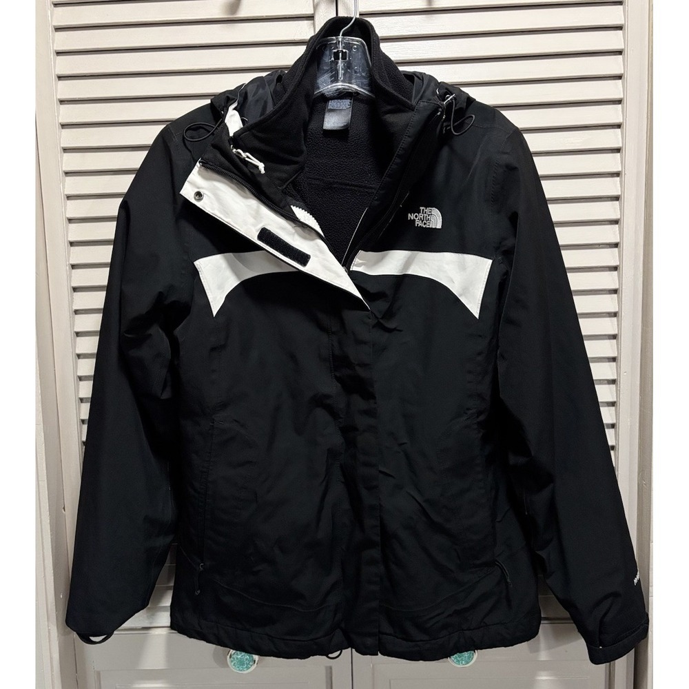 The‎ North Face Womens HyVent Insulated Fleece Lined Jacket Small Hood Logo EUC